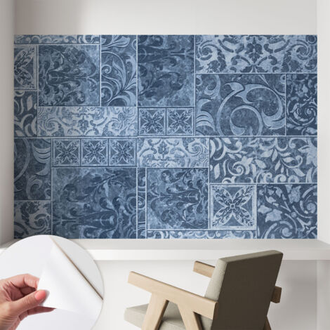 Papier peint autocollant avec imprimé décoratif pour salon et chambre à coucher Installation facile Ornements végétaux 104x70 cm