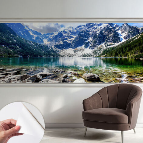 Papier peint autocollant avec imprimé décoratif pour salon et chambre à coucher Installation facile Paysage de montagne 250x104 cm