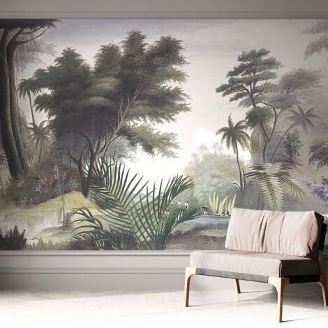 Papier peint autocollant avec imprimé décoratif pour salon et chambre à coucher Installation facile Paysage exotique 312x219 cm