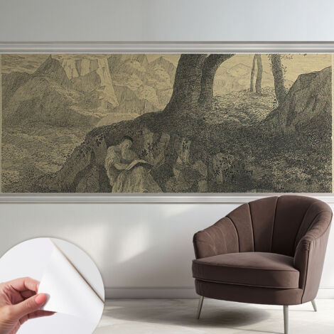 Papier peint autocollant avec imprimé décoratif pour salon et chambre à coucher Installation facile Personnage en train de lire 250x104 cm
