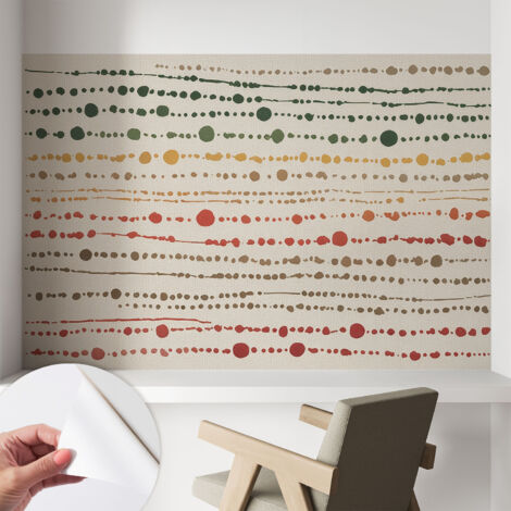 Papier peint autocollant avec imprimé décoratif pour salon et chambre à coucher Installation facile Points colorés 104x70 cm