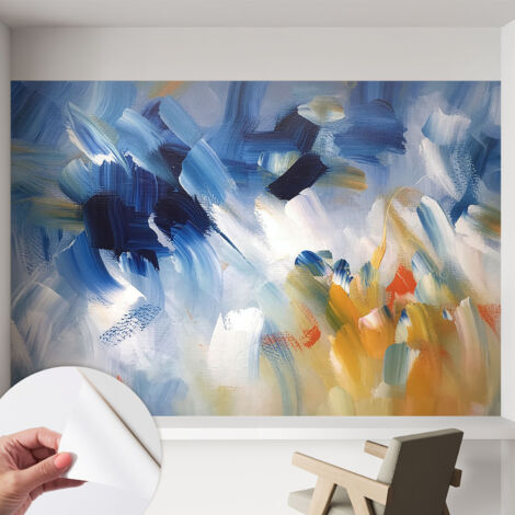 Papier peint autocollant avec imprimé décoratif pour salon et chambre à coucher Installation facile Touches colorées 152x104 cm