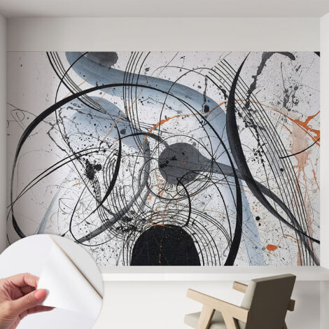 Papier peint autocollant avec imprimé pour cuisine facile à appliquer pour mur a motif Abstraction expressive 152x104 cm
