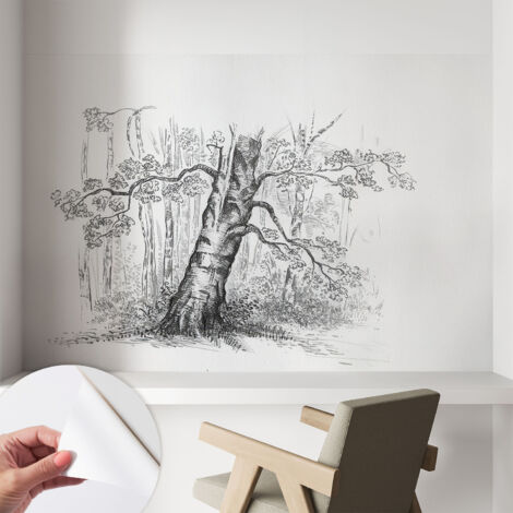 Papier peint autocollant avec imprimé pour cuisine facile à appliquer pour mur a motif Arbre forestier 104x70 cm
