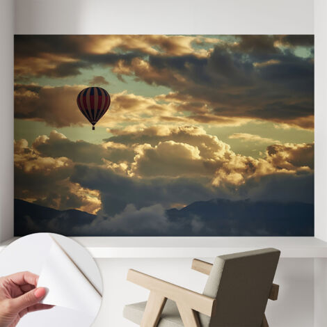 Papier peint autocollant avec imprimé pour cuisine facile à appliquer pour mur a motif Ballon dans les nuages 104x70 cm