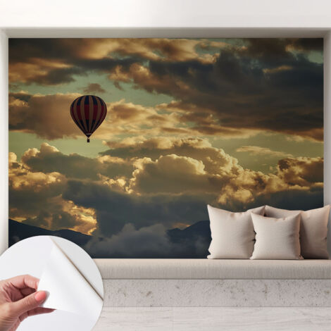 Papier peint autocollant avec imprimé pour cuisine facile à appliquer pour mur a motif Ballon dans les nuages 208x146 cm