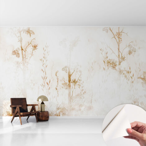 Papier peint autocollant avec imprimé pour cuisine facile à appliquer pour mur a motif Élégance botanique 416x254 cm