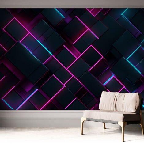 Papier peint autocollant avec imprimé pour cuisine facile à appliquer pour mur a motif Géométrie néon 312x219 cm