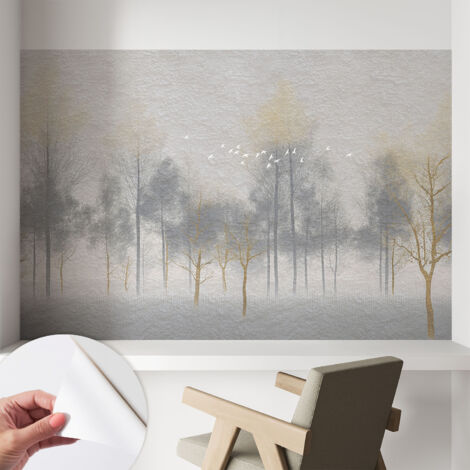 Papier peint autocollant avec imprimé pour cuisine facile à appliquer pour mur a motif Harmonie forestière 104x70 cm