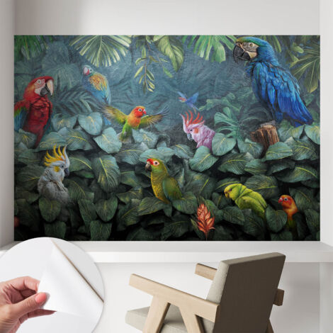 Papier peint autocollant avec imprimé pour cuisine facile à appliquer pour mur a motif Jungle exotique 104x70 cm