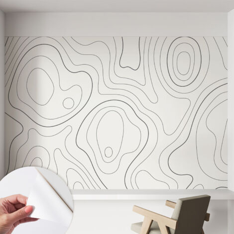 Papier peint autocollant avec imprimé pour cuisine facile à appliquer pour mur a motif Lignes fluides 152x104 cm