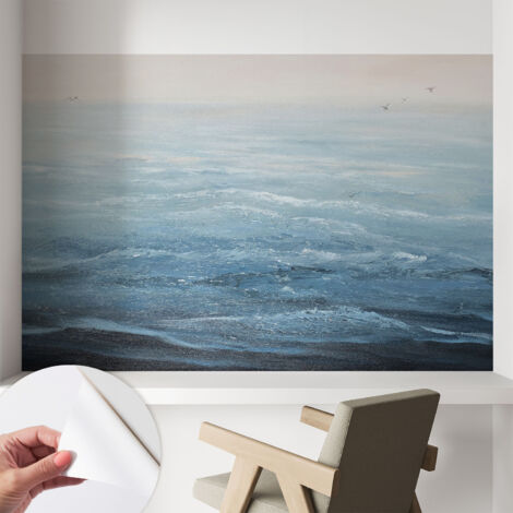 Papier peint autocollant avec imprimé pour cuisine facile à appliquer pour mur a motif Mer calme 104x70 cm