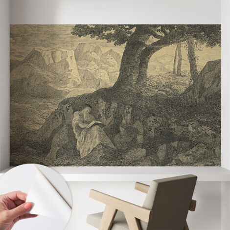Papier peint autocollant avec imprimé pour cuisine facile à appliquer pour mur a motif Personnage en train de lire 104x70 cm