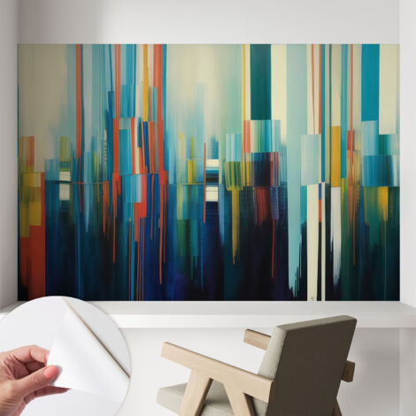 Papier peint autocollant avec imprimé pour cuisine facile à appliquer pour mur a motif Rayures abstraites 104x70 cm