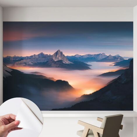 Papier peint autocollant avec imprimé pour cuisine facile à appliquer pour mur a motif Soleil levant 152x104 cm