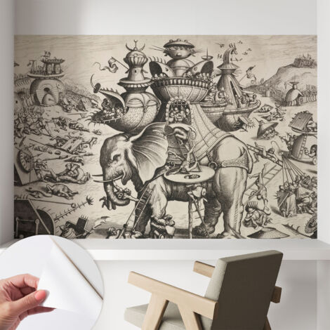 Papier peint autocollant avec imprimé pour décoration intérieure pour rénovation a motif Bataille grotesque 104x70 cm