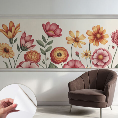 Papier peint autocollant avec imprimé pour décoration intérieure pour rénovation a motif Composition florale 250x104 cm