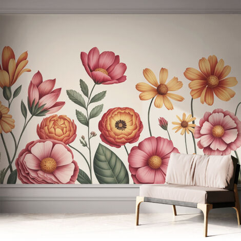 Papier peint autocollant avec imprimé pour décoration intérieure pour rénovation a motif Composition florale 312x219 cm
