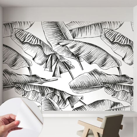 Papier peint autocollant avec imprimé pour décoration intérieure pour rénovation a motif Feuilles de bananier 152x104 cm