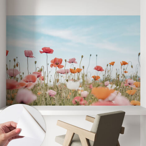 Papier peint autocollant avec imprimé pour décoration intérieure pour rénovation a motif Fleurs de pavot 104x70 cm