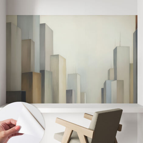 Papier peint autocollant avec imprimé pour décoration intérieure pour rénovation a motif Gratte-ciel urbains 104x70 cm