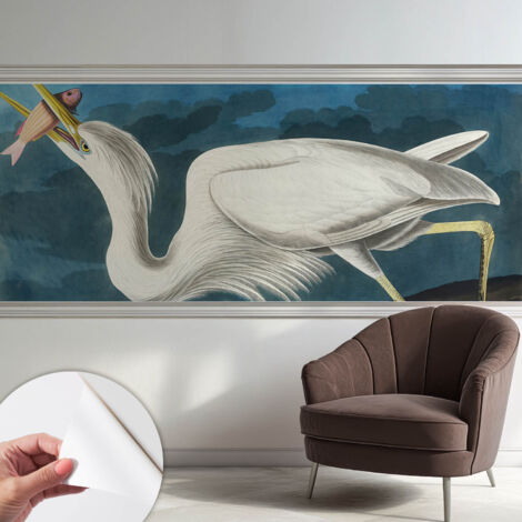 Papier peint autocollant avec imprimé pour décoration intérieure pour rénovation a motif Oiseau avec un poisson 250x104 cm