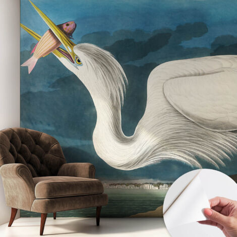 Papier peint autocollant avec imprimé pour décoration intérieure pour rénovation a motif Oiseau avec un poisson 250x250 cm