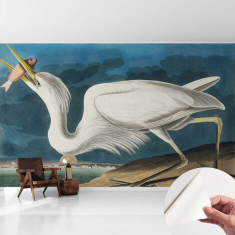 Papier peint autocollant avec imprimé pour décoration intérieure pour rénovation a motif Oiseau avec un poisson 416x254 cm
