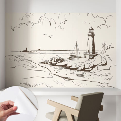 Papier peint autocollant avec imprimé pour décoration intérieure pour rénovation a motif Paysage côtier 104x70 cm