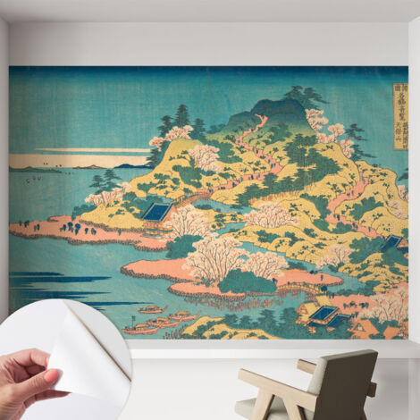 Papier peint autocollant avec imprimé pour décoration intérieure pour rénovation a motif Paysage japonais 152x104 cm