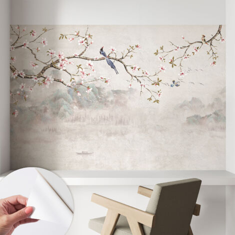Papier peint autocollant avec imprimé pour décoration intérieure pour rénovation a motif Paysage oriental 104x70 cm
