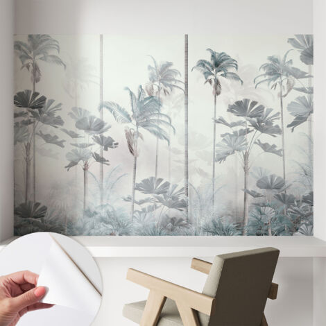 Papier peint autocollant avec imprimé pour décoration intérieure pour rénovation a motif Paysage tropical 104x70 cm