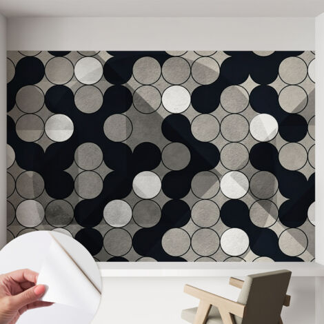Papier peint autocollant avec imprimé pour intérieur moderne application facile a motif Cercles géométriques 152x104 cm