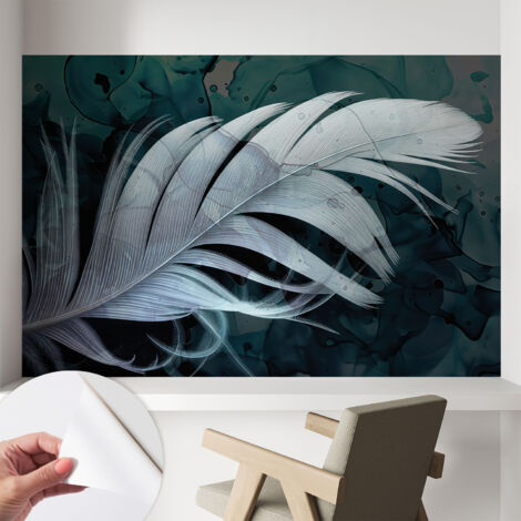 Papier peint autocollant avec imprimé  pour intérieur moderne application facile a motif Plume éthérée 104x70 cm