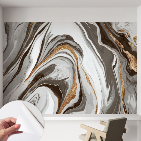 Papier peint autocollant avec imprimé pour intérieur moderne application facile a motif Tourbillons marbrés 152x104 cm