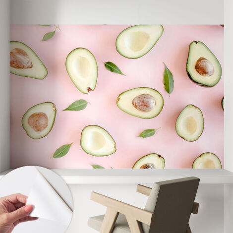 Papier peint autocollant décoratif à motifs pour salon chambre et bureau Tapete adhésif pour décoration Composition d'avocats 104x70 cm