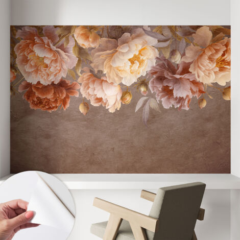 Papier peint autocollant décoratif à motifs pour salon chambre et bureau Tapete adhésif pour décoration Élégance florale 104x70 cm