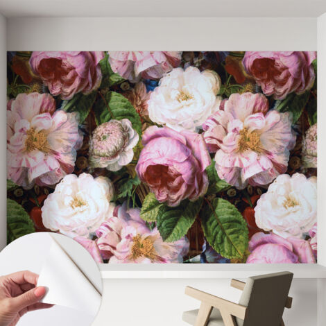 Papier peint autocollant décoratif à motifs pour salon chambre et bureau Tapete adhésif pour décoration Élégance florale 152x104 cm