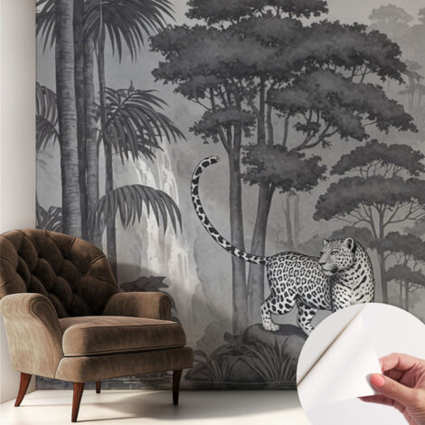 Papier peint autocollant décoratif à motifs pour salon chambre et bureau Tapete adhésif pour décoration Jungle tropicale 250x250 cm