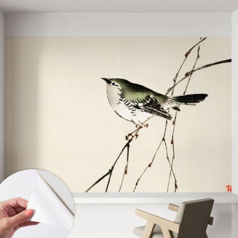 Papier peint autocollant décoratif à motifs pour salon chambre et bureau Tapete adhésif pour décoration L'oiseau harmonieux 152x104 cm
