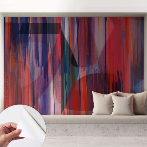 Papier peint autocollant décoratif à motifs pour salon chambre et bureau Tapete adhésif pour décoration Rayures arc-en-ciel 208x146 cm