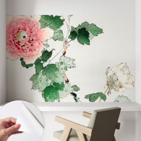 Papier peint autocollant décoratif à motifs pour salon chambre et bureau Tapete adhésif pour décoration Subtilité florale 104x70 cm