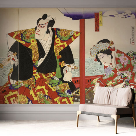 Papier peint autocollant décoratif à motifs pour salon chambre et bureau Tapete adhésif pour décoration Théâtre japonais 312x219 cm
