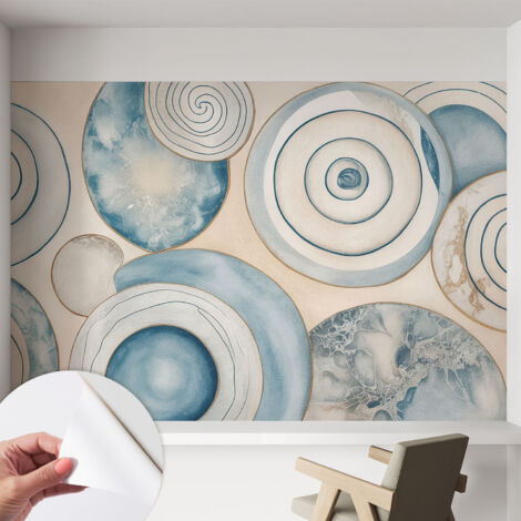 Papier peint autocollant décoratif à motifs pour salon chambre et bureau Tapete adhésif pour décoration Tourbillons en spirale 152x104 cm