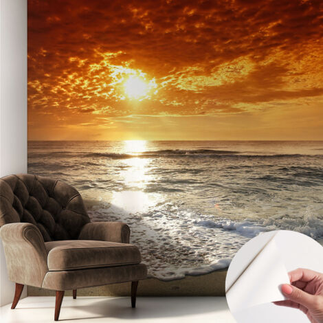 Papier peint autocollant décoratif à motifs pour salon chambre et bureau Tapete adhésif pour décoration Vagues océaniques 250x250 cm