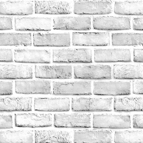 Papier peint autocollant imitation brique grise vintage – Revêtement mural décoratif