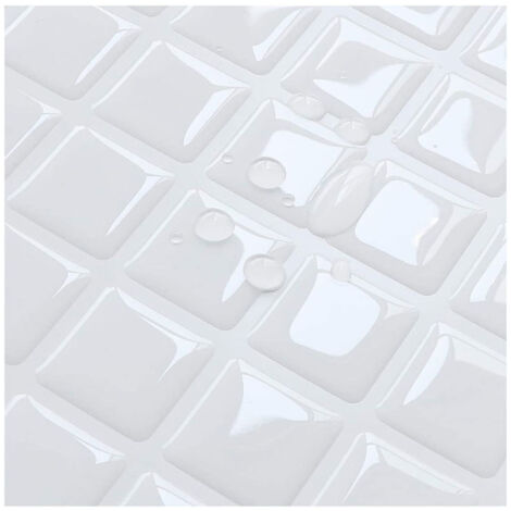 Papier peint autocollant imitation carrelage, petit motif à carreaux blancs, 24 x 24 cm