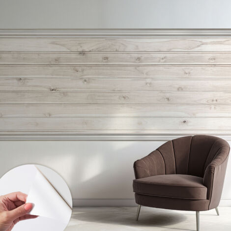 Papier peint autocollant Mural avec colle pour salon et chambre Décoration murale rapide Bois naturel 250x104 cm