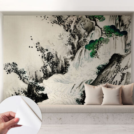 Papier peint autocollant Mural avec colle pour salon et chambre Décoration murale rapide Cascade naturelle 208x146 cm