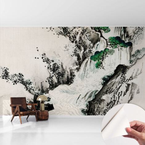 Papier peint autocollant Mural avec colle pour salon et chambre Décoration murale rapide Cascade naturelle 416x254 cm